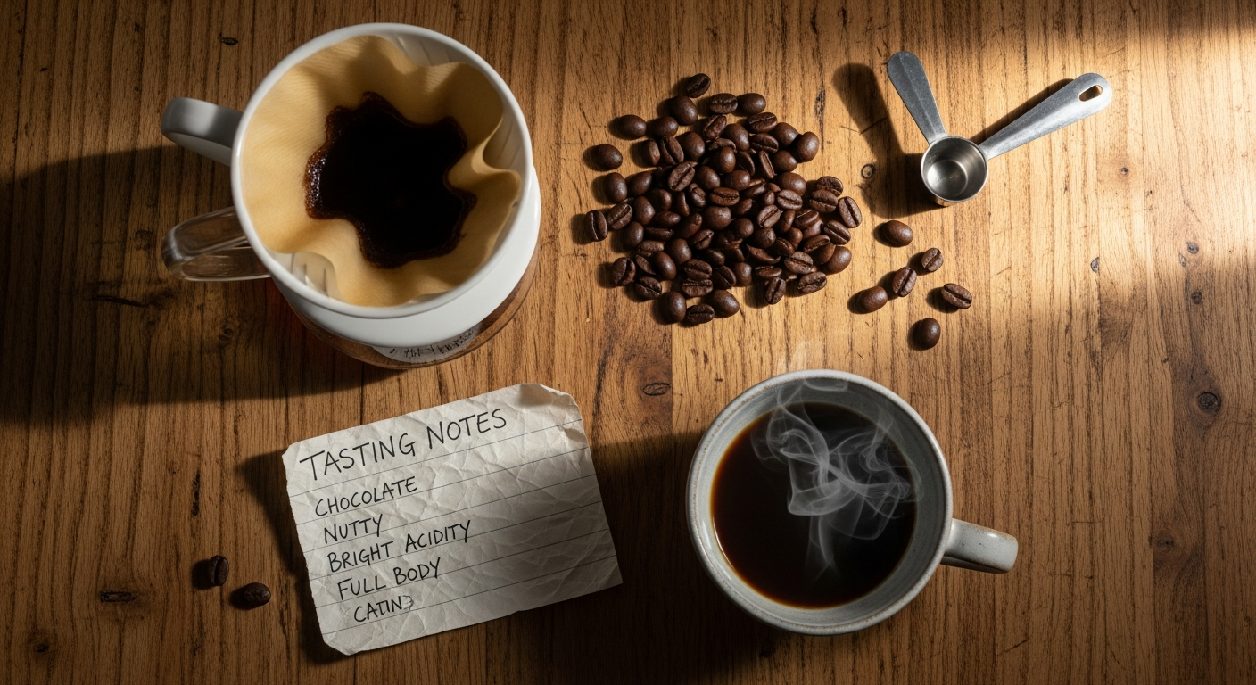 various specialty coffee beans, roast levels, and grind sizes