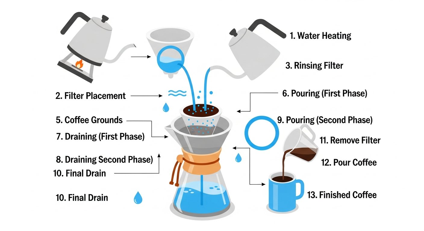 how to brew chemex - infographic 4 illustration