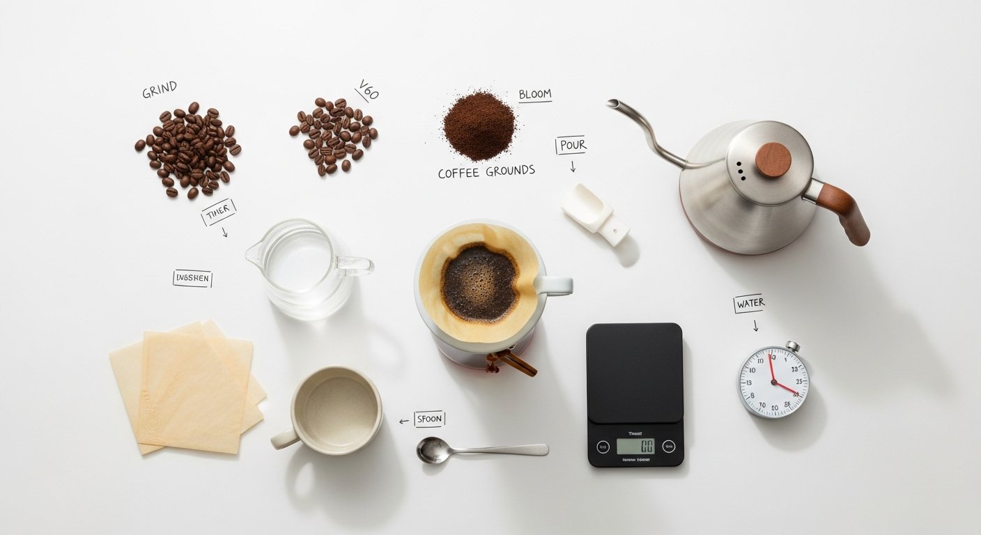 how to make v60 coffee - photo 2 illustration