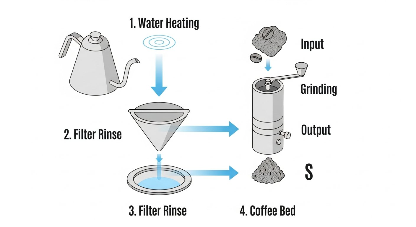 how to make v60 coffee - infographic 4 illustration