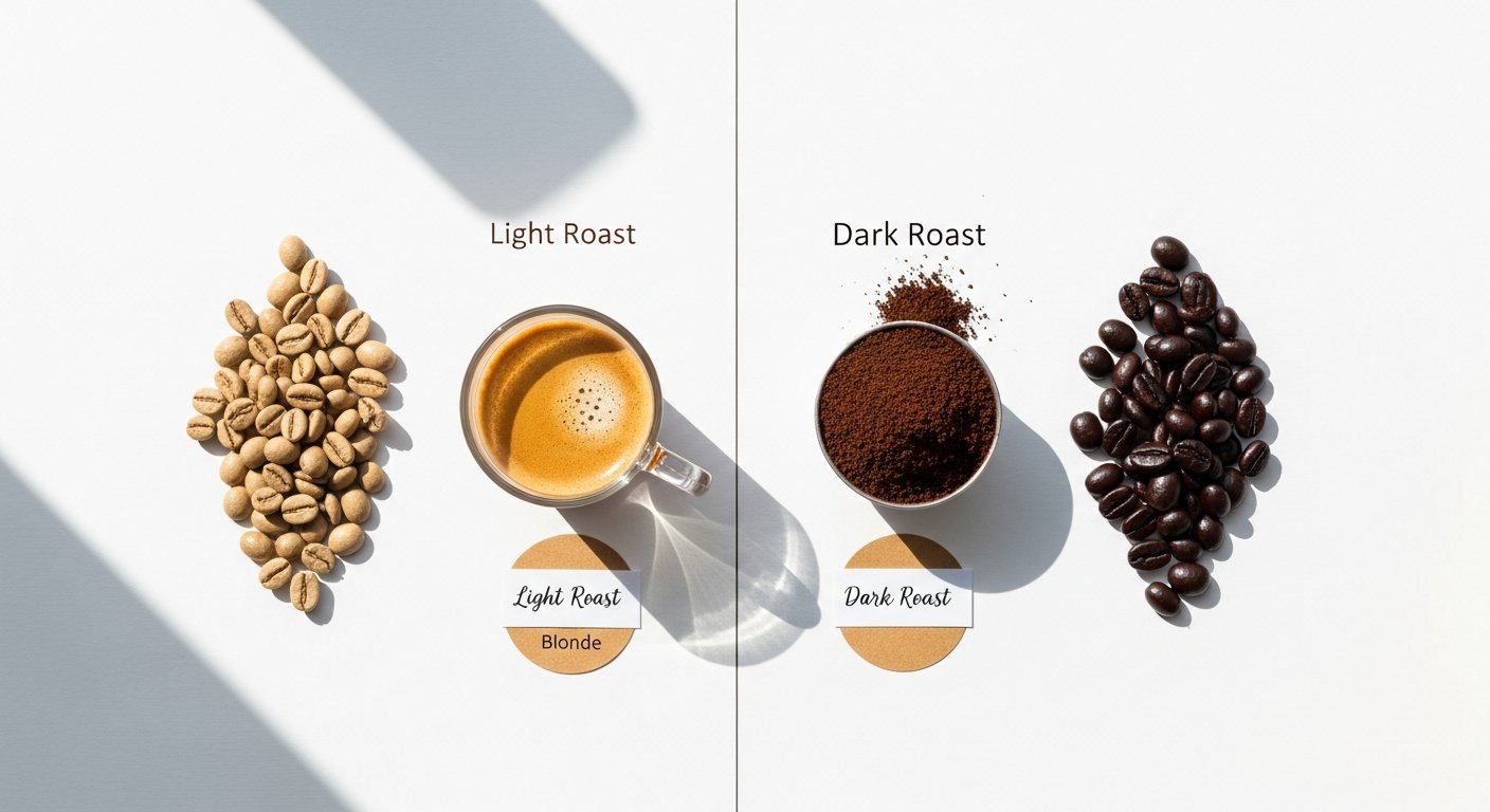 light vs dark roast coffee - photo 2 illustration