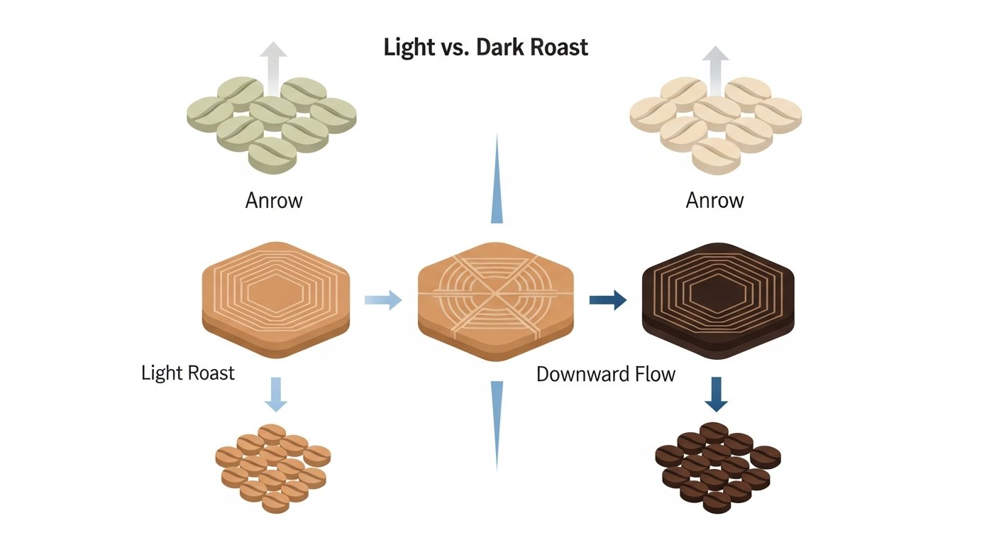 light vs dark roast coffee - infographic 4 illustration