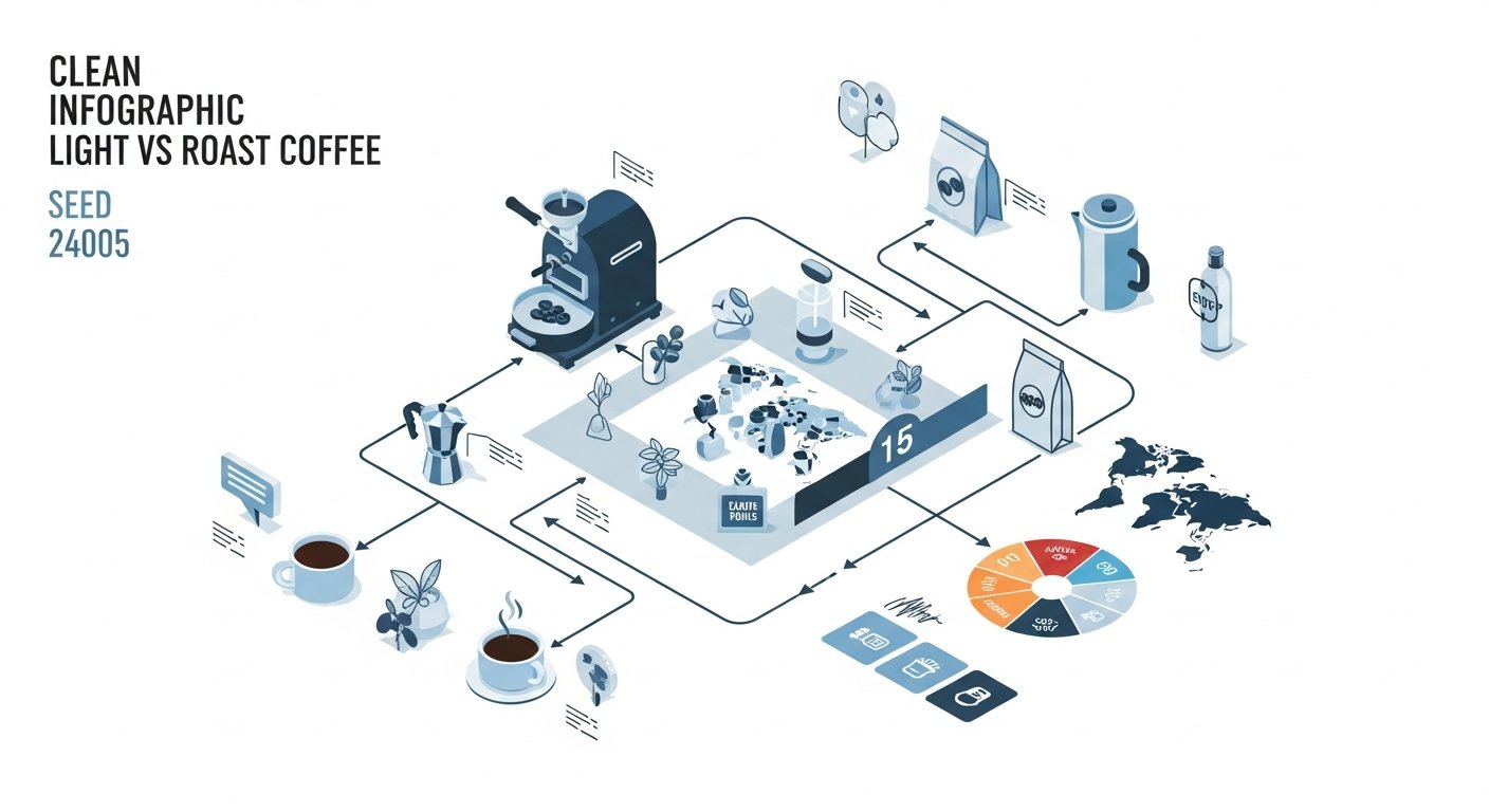 light vs dark roast coffee - infographic 4 illustration