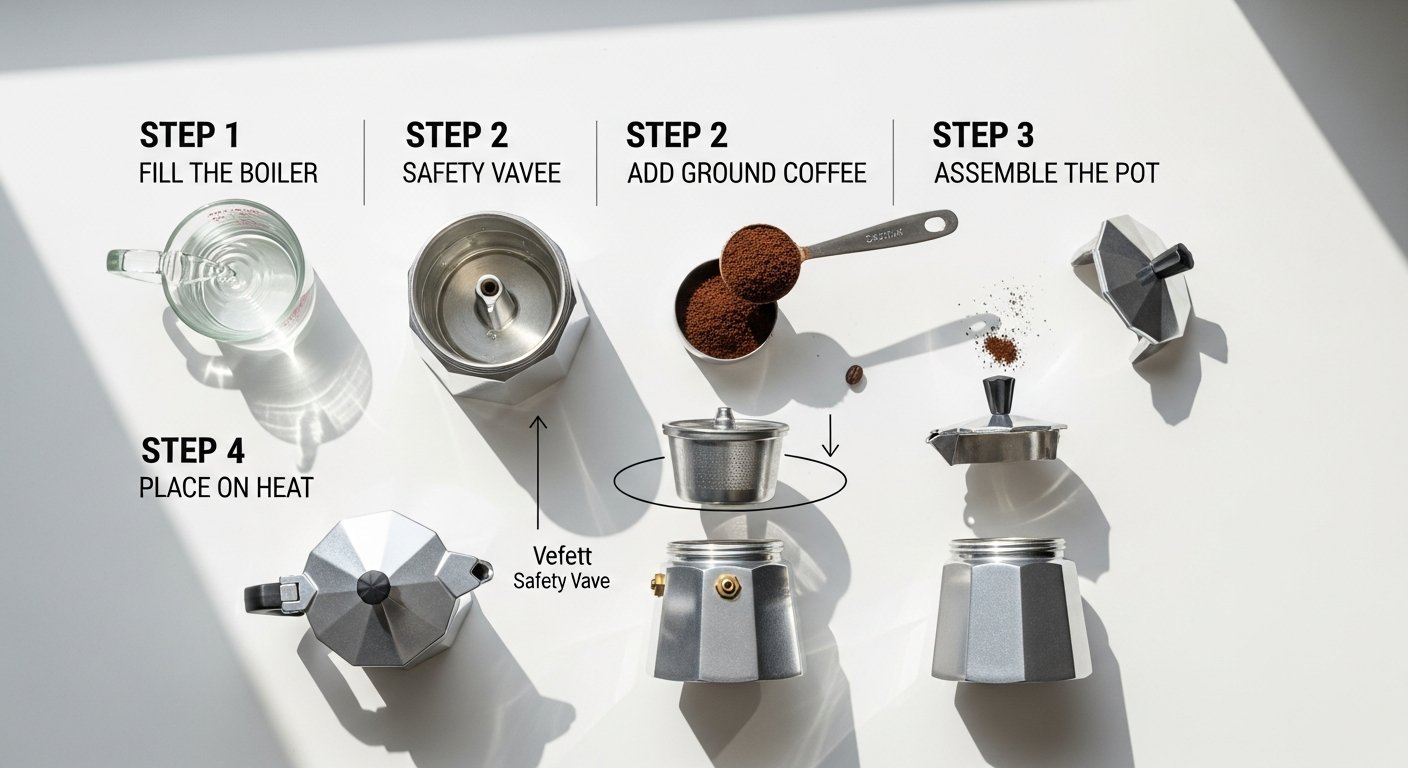 moka pot instructions - photo 2 illustration